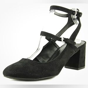 Indigo Rd Black Leather Suede Strap Block Heels Wedding Bohemian New in Box